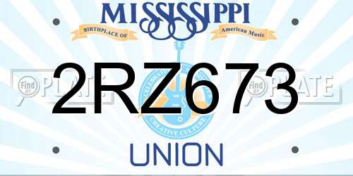 2RZ673 Mississippi License Plate