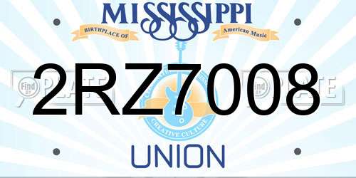 2RZ7008 Mississippi License Plate