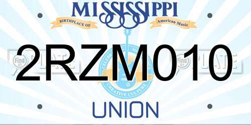 2RZM010 Mississippi License Plate