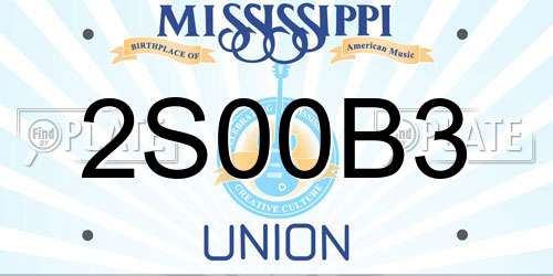 2S00B3 Mississippi License Plate