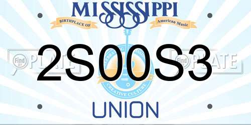 2S00S3 Mississippi License Plate
