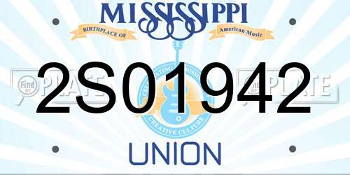 2S01942 Mississippi License Plate