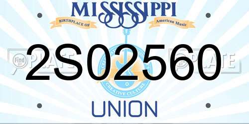 2S02560 Mississippi License Plate