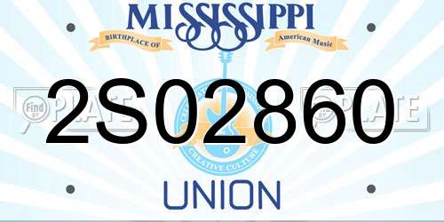 2S02860 Mississippi License Plate