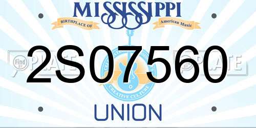 2S07560 Mississippi License Plate