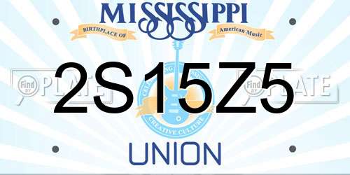 2S15Z5 Mississippi License Plate