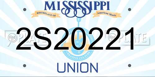 2S20221 Mississippi License Plate
