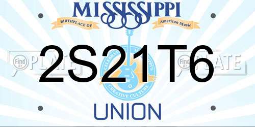 2S21T6 Mississippi License Plate