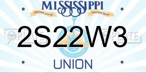 2S22W3 Mississippi License Plate