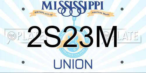 2S23M Mississippi License Plate