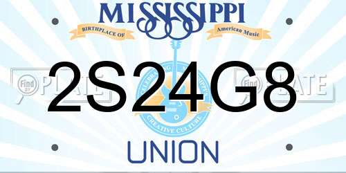 2S24G8 Mississippi License Plate
