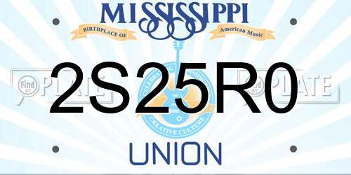 2S25R0 Mississippi License Plate