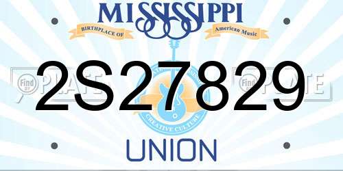 2S27829 Mississippi License Plate