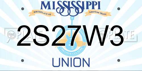 2S27W3 Mississippi License Plate