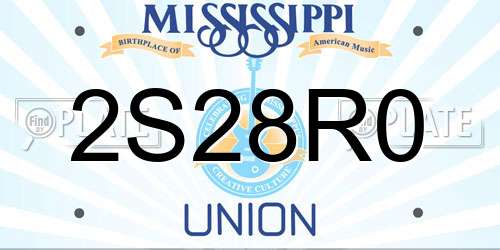 2S28R0 Mississippi License Plate