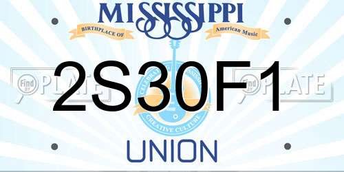 2S30F1 Mississippi License Plate
