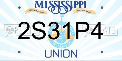 2S31P4 Mississippi License Plate