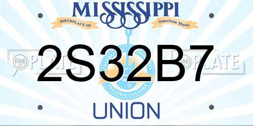 2S32B7 Mississippi License Plate
