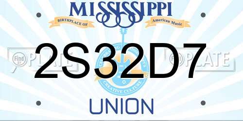 2S32D7 Mississippi License Plate