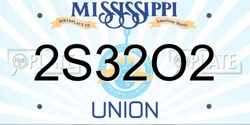 2S32O2 Mississippi License Plate