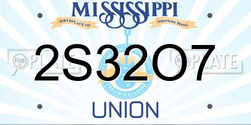 2S32O7 Mississippi License Plate