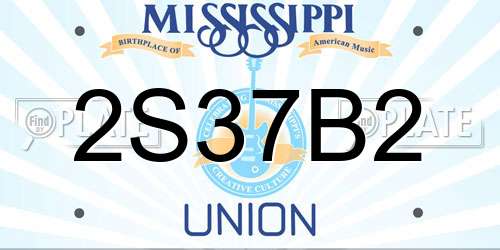 2S37B2 Mississippi License Plate