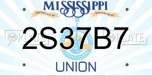2S37B7 Mississippi License Plate