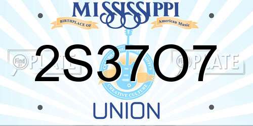 2S37O7 Mississippi License Plate