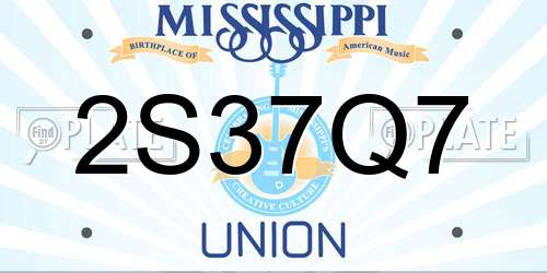 2S37Q7 Mississippi License Plate