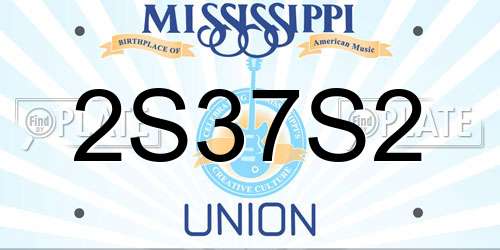 2S37S2 Mississippi License Plate