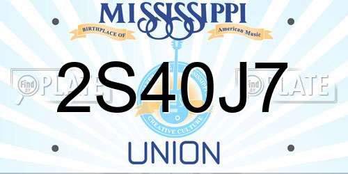 2S40J7 Mississippi License Plate