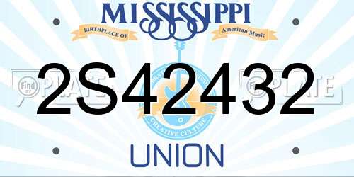 2S42432 Mississippi License Plate