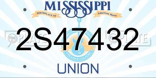 2S47432 Mississippi License Plate