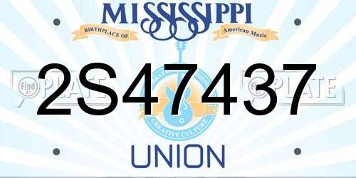 2S47437 Mississippi License Plate