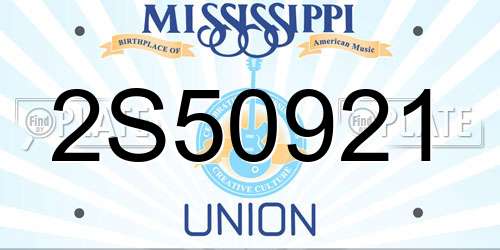 2S50921 Mississippi License Plate