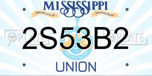 2S53B2 Mississippi License Plate
