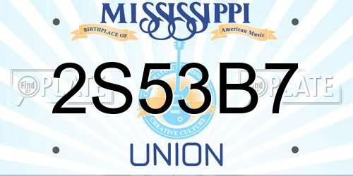 2S53B7 Mississippi License Plate