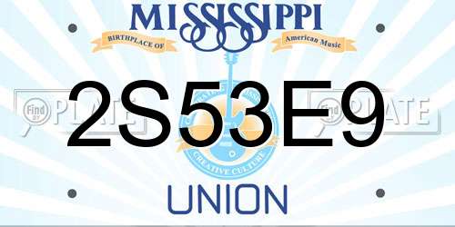 2S53E9 Mississippi License Plate