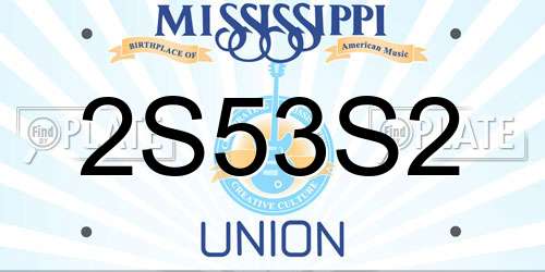 2S53S2 Mississippi License Plate