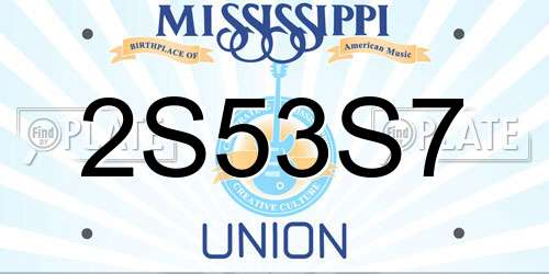 2S53S7 Mississippi License Plate