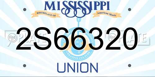 2S66320 Mississippi License Plate