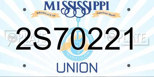 2S70221 Mississippi License Plate