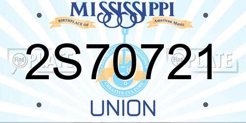 2S70721 Mississippi License Plate