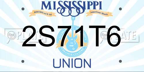 2S71T6 Mississippi License Plate