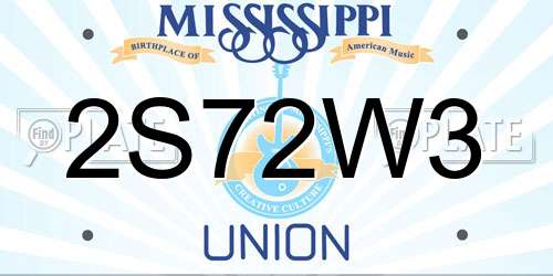 2S72W3 Mississippi License Plate