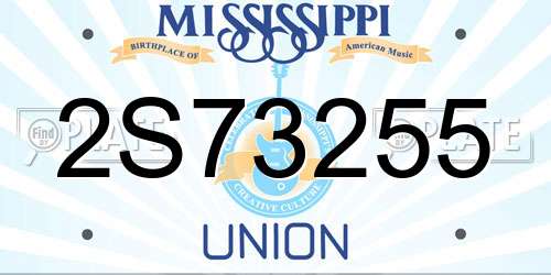 2S73255 Mississippi License Plate