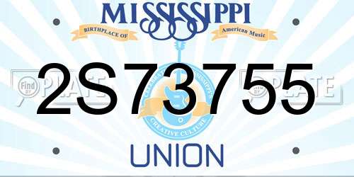2S73755 Mississippi License Plate