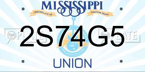 2S74G5 Mississippi License Plate