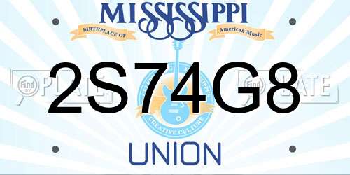 2S74G8 Mississippi License Plate
