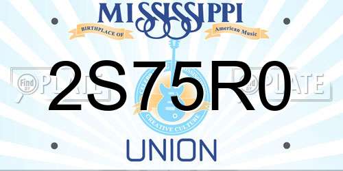 2S75R0 Mississippi License Plate